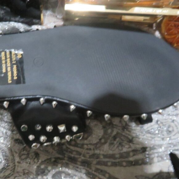BOGO Official Bee Shop Black & Silver Studded Sandals Slip ons flats slides 10 - Picture 6 of 11